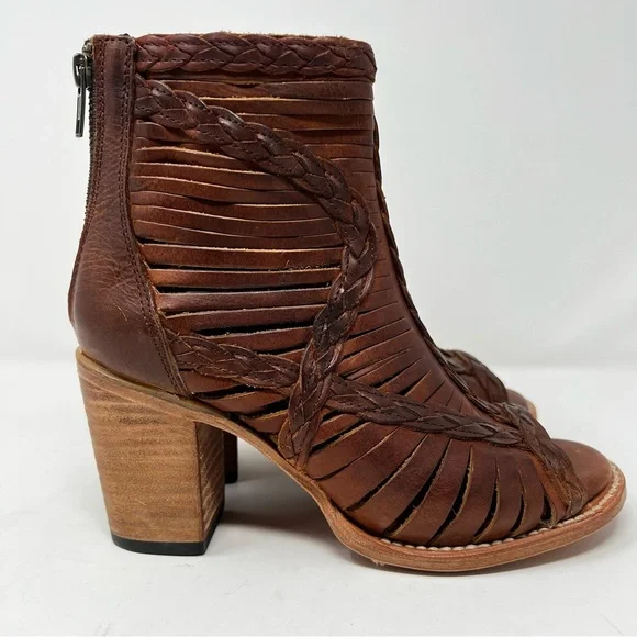 Freebird Braided Cutout Ankle Booties - Brown - Picture 2 of 10